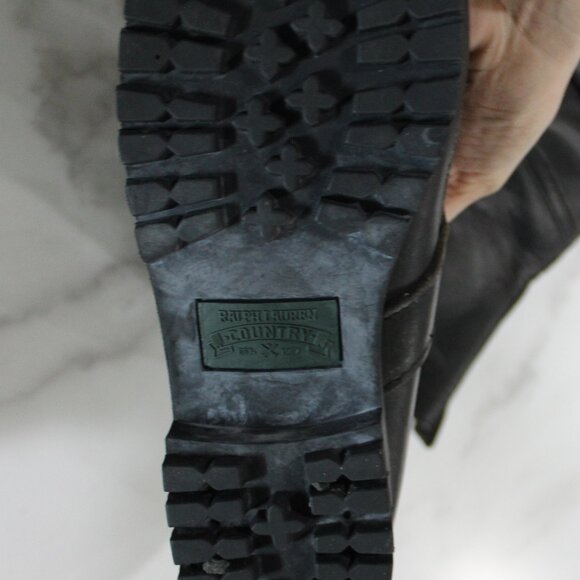Ralph Lauren Polo Country Black Leather Lace Up Boots sz 8 - Picture 6 of 7